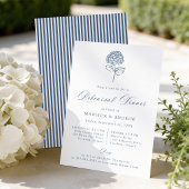 Classic Navy Hydrangea Wedding Rehearsal Dinner 招待状