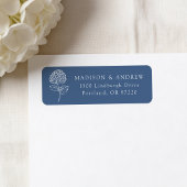 Classic Navy Hydrangea Wedding Return Address ラベル