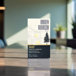 Classic Navy Open House Floor Plan Elegant Detail  マグネット名刺