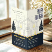 Classic Navy Open House Floor Plan Elegant Detail  名刺