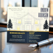 Classic Navy Open House Floor Plan Elegant Detail  名刺