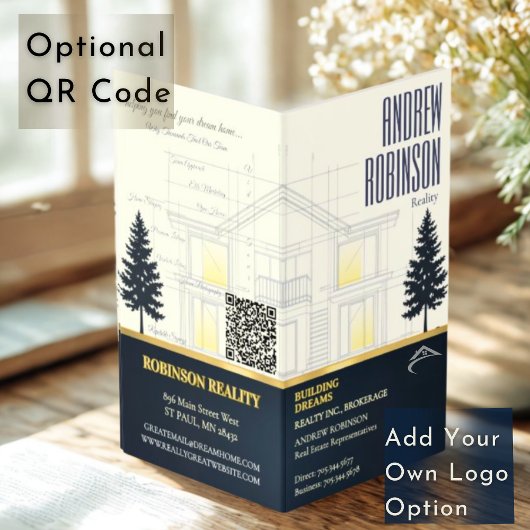 Classic Navy Open House Floor Plan Elegant Detail  名刺