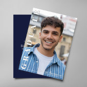 Classic Navy Photo Graduation Announcement 招待状