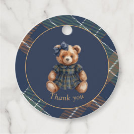 Classic Navy Plaid Teddy Bear Girl Birthday  フェイバータグ