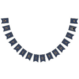 Classic Navy Plaid Teddy Bear Girl Happy Birthday  バンティングフラッグ