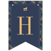 Classic Navy Plaid Teddy Bear Girl Happy Birthday バンティングフラッグ (第2の旗)