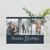 Classic Navy Seasons Greetings Photo Collage シーズンカード (スタンド正面)