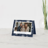 Classic Navy Snowflake Christmas Photo シーズンカード (正面)