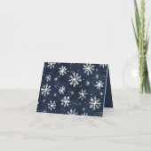 Classic Navy Snowflake Christmas Photo シーズンカード (裏面)