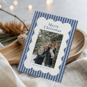 Classic Navy Stripe Photo Holiday Card シーズンカード