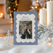 Classic Navy Stripe Photo Holiday Card シーズンカード