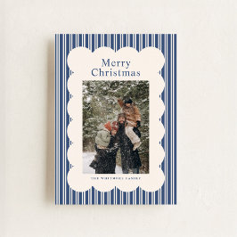 Classic Navy Stripe Photo Holiday Card シーズンカード