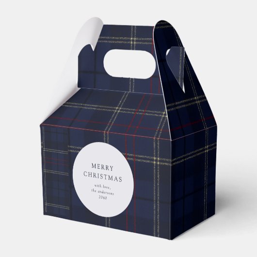 Classic Navy Tartan Plaid Holiday Cookie フェイバーボックス (正面サイド)