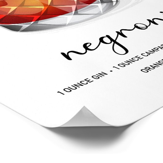 Classic Negroni Cocktail Recipe Art ポスター (角)