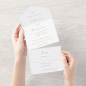 Classic Neutral Monogram Elegant Wedding オールインワン招待状 (貼ってはがせる)