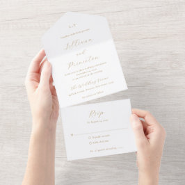 Classic Neutral Monogram Elegant Wedding オールインワン招待状