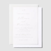 Classic Neutral Monogram Elegant Wedding ベラム紙招待状 (オフセット)