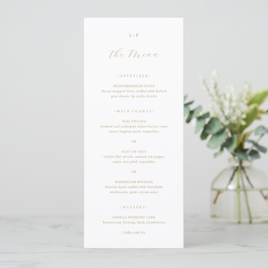 Classic Neutral Monogram Elegant Wedding メニュー (スタンド正面)