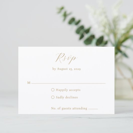 Classic Neutral Monogram Elegant Wedding 出欠カード (スタンド正面)