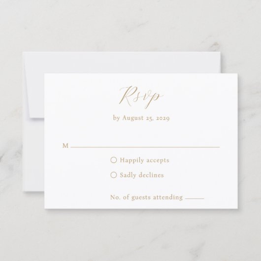 Classic Neutral Monogram Elegant Wedding 出欠カード (正面)