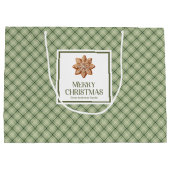 Classic Nordic Christmas Gift Bag Elegant Script ラージペーパーバッグ (裏面)