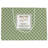 Classic Nordic Christmas Gift Bag Gold Script Styl ラージペーパーバッグ (裏面)