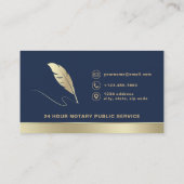 Classic Notary Public Navy Blue & Gold Photo 名刺 (裏面)