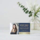 Classic Notary Public Navy Blue & Gold Photo 名刺 (スタンド正面)