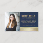 Classic Notary Public Navy Blue & Gold Photo 名刺 (正面)