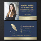 Classic Notary Public Navy Blue & Gold Photo 名刺