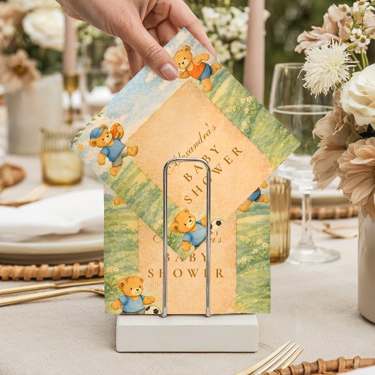 Classic Nursery Sports Bears Baby Shower スタンダードカクテルナプキン