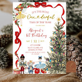 Classic Nutcracker Red Bow Coquette Birthday 招待状