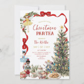 Classic Nutcracker Red Bow Coquette Christmas  招待状 (正面)