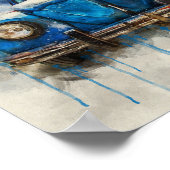 Classic old Blue car poster ポスター (角)