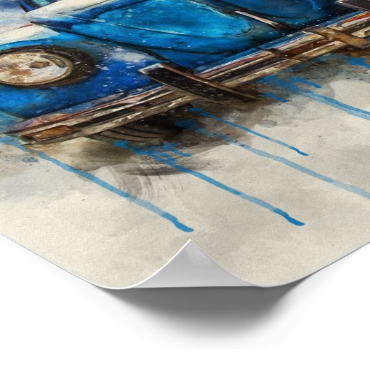 Classic old Blue car poster ポスター (角)