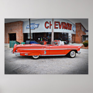 Classic Old Car Vintage Impala Red ポスター