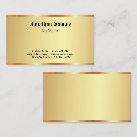 Classic Old Font Elegant Professional Gold Custom 名刺 (正面/裏面)