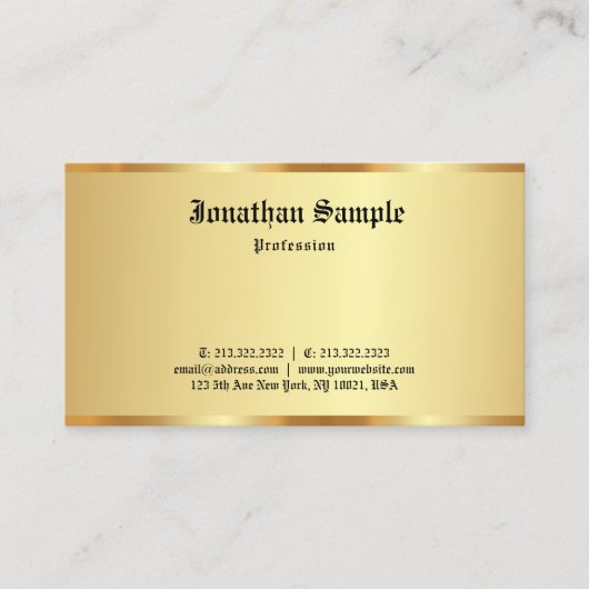Classic Old Font Elegant Professional Gold Custom 名刺 (正面)