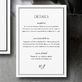 Classic Old Money Black and White Wedding Details エンクロージャーカード