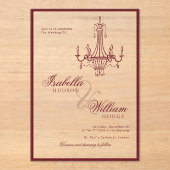Classic Old Money Deep Red Retro Timeless Wedding アクリル招待状 (正面)