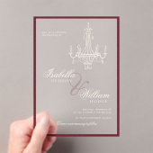 Classic Old Money Deep Red Retro Timeless Wedding アクリル招待状 (インサイチュ (ポータブル))