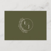Classic Old Money Olive Green Elegant Wedding エンクロージャーカード (裏面)