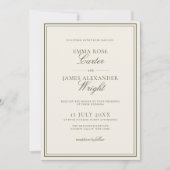 Classic Old Money Olive Green Elegant Wedding 招待状 (正面)
