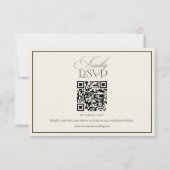 Classic Old Money Olive Green Wedding QR Code 出欠カード (正面)