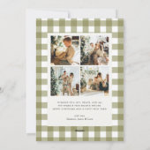 Classic Olive Gingham Plaid 5 Photo Christmas シーズンカード (裏面)