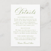 Classic Olive Green Calligraphy Wedding Details エンクロージャーカード (正面)