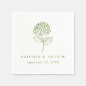 Classic Olive Green Hydrangea Wedding スタンダードカクテルナプキン (正面)