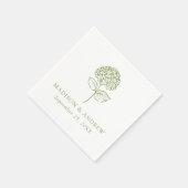 Classic Olive Green Hydrangea Wedding スタンダードカクテルナプキン (角)