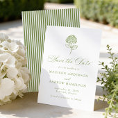 Classic Olive Green Hydrangea Wedding セーブザデート