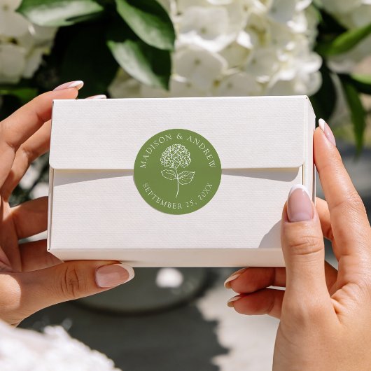 Classic Olive Green Hydrangea Wedding ラウンドシール